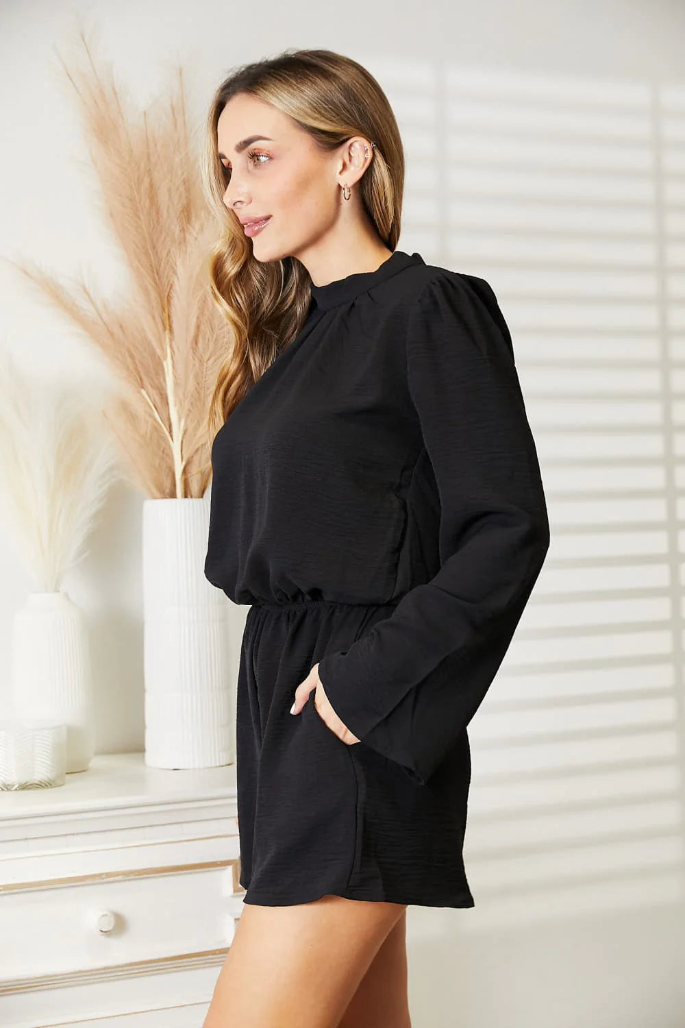 Culture Code Women's Full-Size Open Back Romper with Pockets