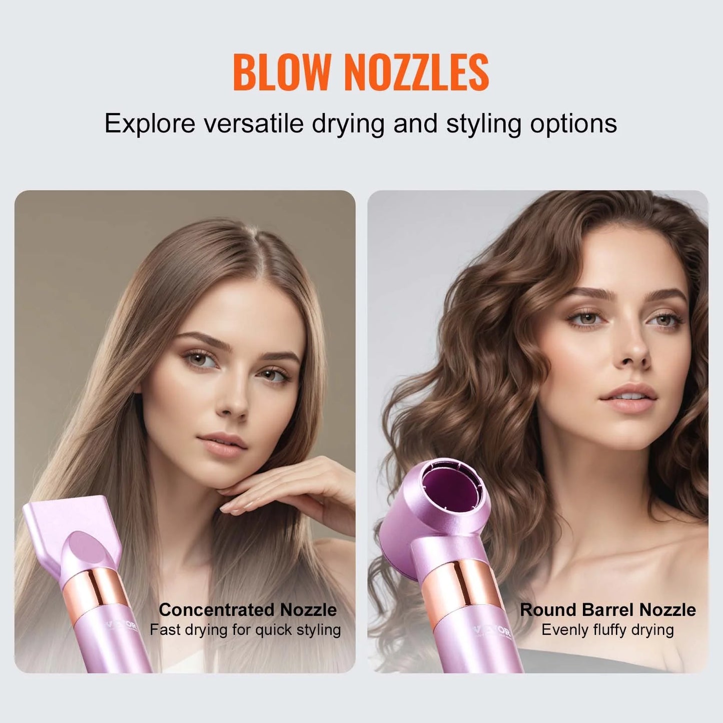 VEVOR 6-in-1 Multi-Function Hair Dryer Brush for Volumizing, Styling, and Curling