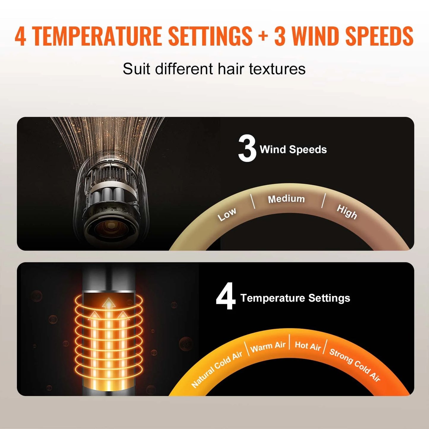 VEVOR 6-in-1 Multi-Function Hair Dryer Brush for Volumizing, Styling, and Curling