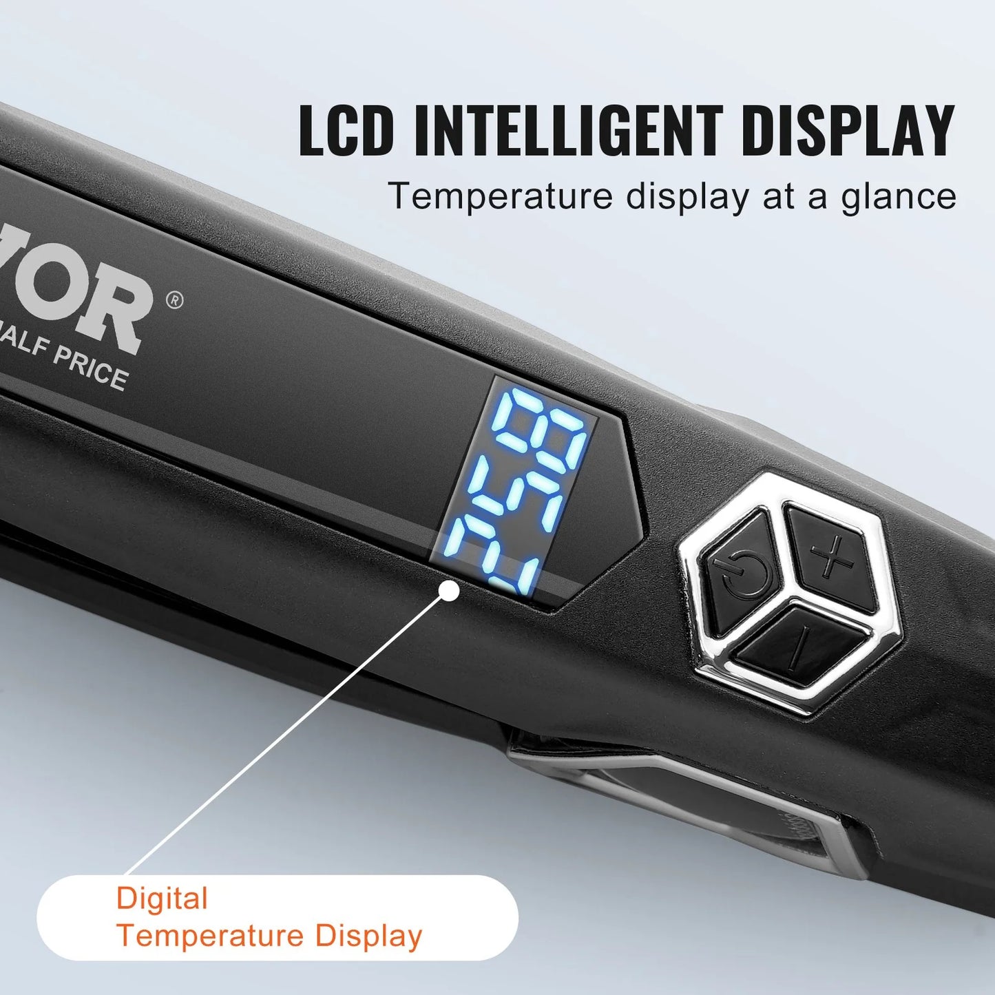 VEVOR Professional 1.5-Inch Titanium Hair Straightener with Dual Infrared Technology, LCD Display, 19 Temperature Settings (210°F to 450°F), Dual Voltage (110V/240V) - Ideal for Salon, Home, and Travel Use