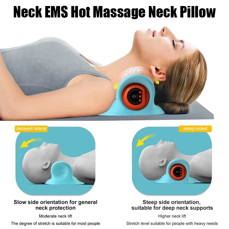 Electric Neck Cervical Traction Massager Vibration Kneading Massage Pillow Ergonomic Head Pillow Home Relax Tool