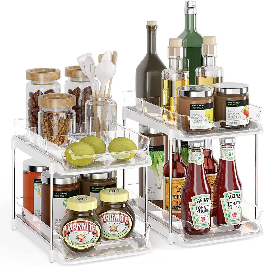 2 Tier Under Sink Organizer - Sliding Bathroom Sink