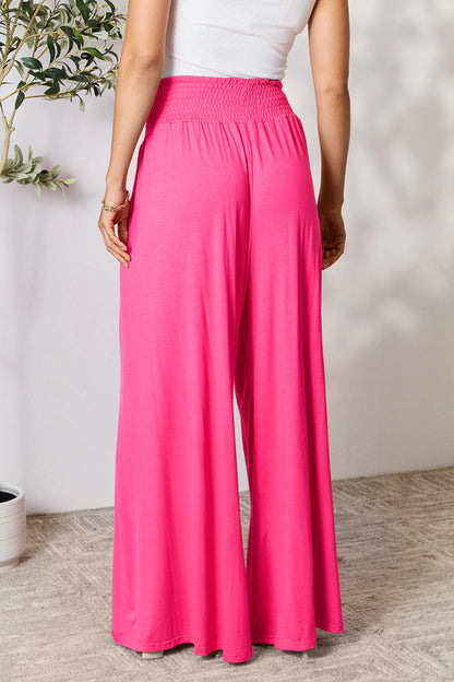 Full-Size Smocked Wide Waistband Wide Leg Pants