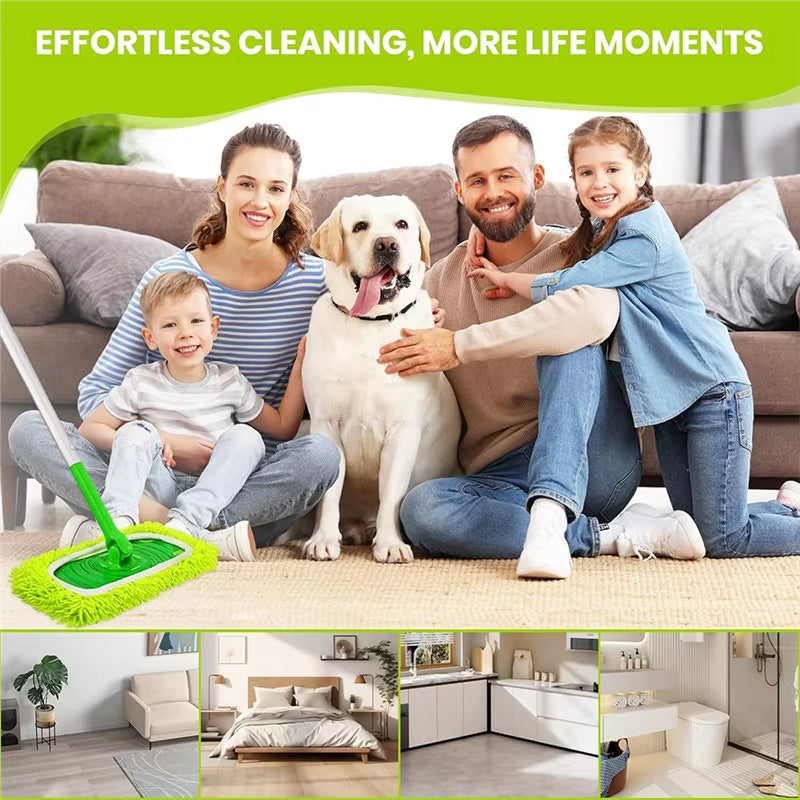 EMECE-8 Pack Chenille Mop Pads, Reusable Microfiber Refills for 10-12'' Flat Mops, Washable Wet & Dry Pads