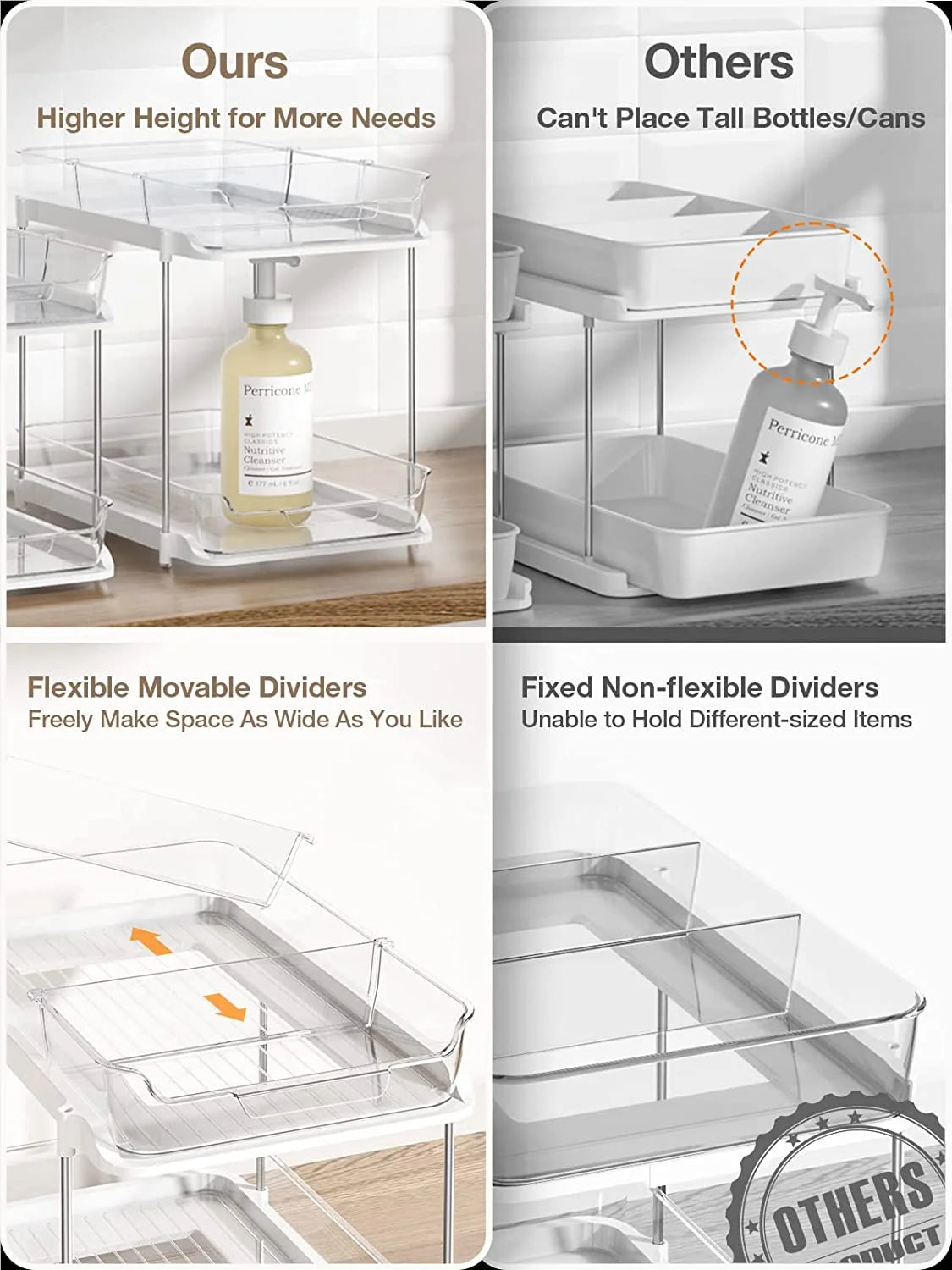 2 Tier Under Sink Organizer - Sliding Bathroom Sink