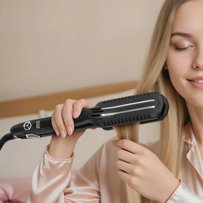 VEVOR Professional 1.5-Inch Titanium Hair Straightener with Dual Infrared Technology, LCD Display, 19 Temperature Settings (210°F to 450°F), Dual Voltage (110V/240V) - Ideal for Salon, Home, and Travel Use