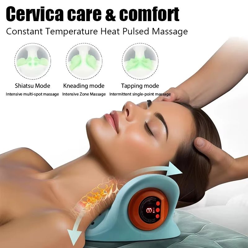 Electric Neck Cervical Traction Massager Vibration Kneading Massage Pillow Ergonomic Head Pillow Home Relax Tool