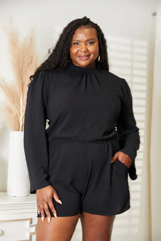 Culture Code Women's Full-Size Open Back Romper with Pockets