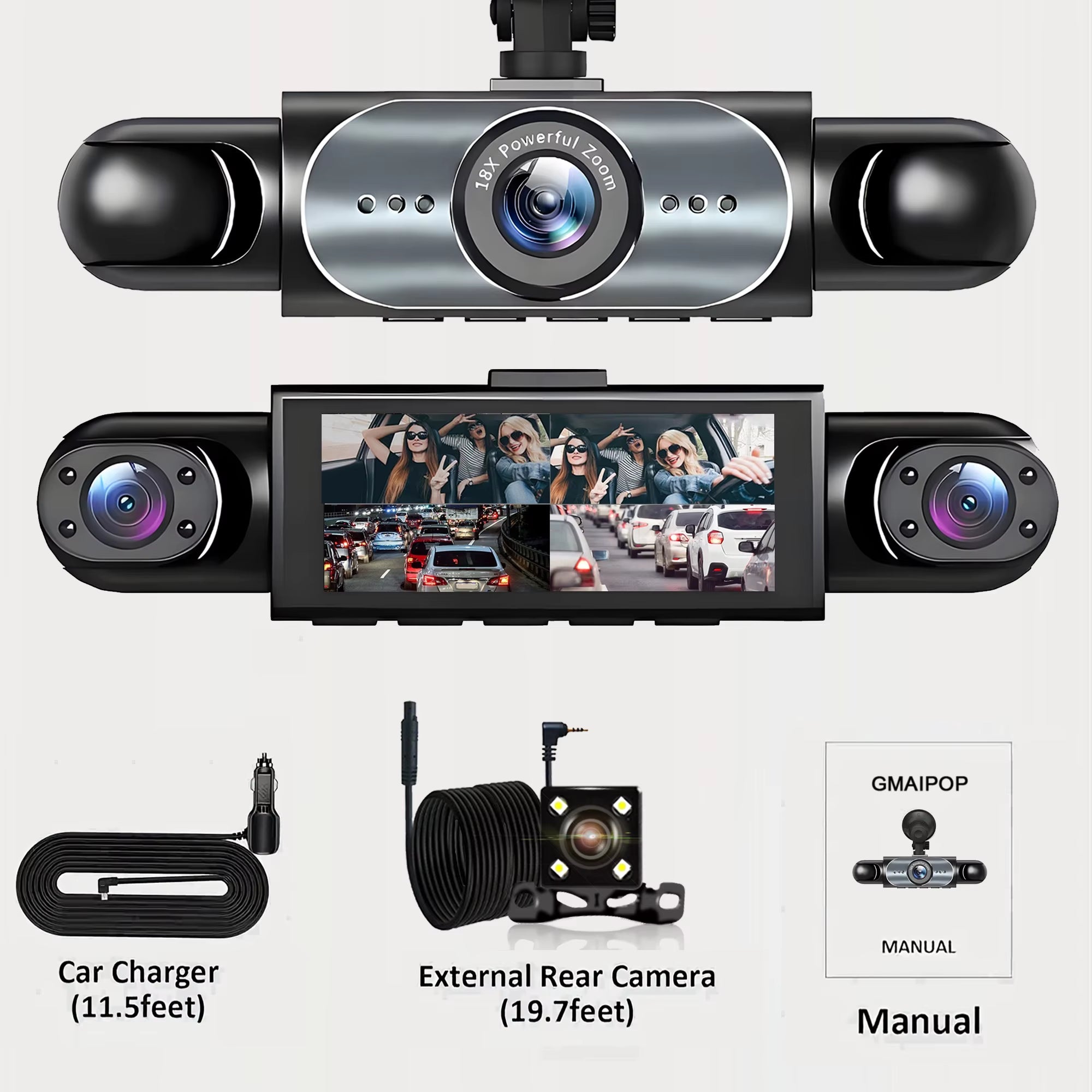 4 Channel Dash Cam 360° Car Video Recorder Black Box with Night Vision 24/7 Parking Monitor G-Sensor Loop Recording Auto Parts