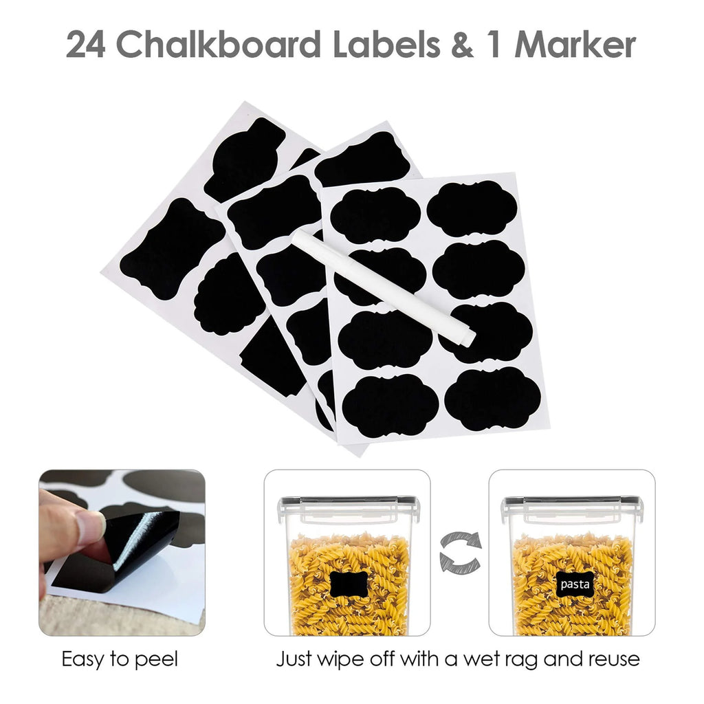 Airtight Food Storage Containers Set, Pantrystar Bpa-Free 7Pcs Plastic Kitchen and Pantry Organization Canisters, Black