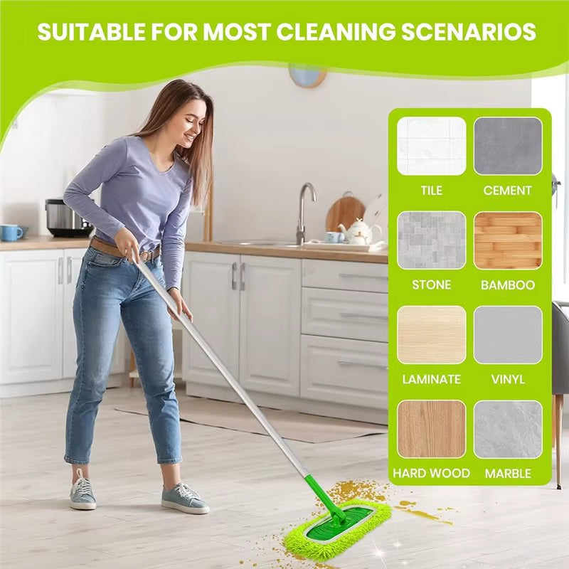 EMECE-8 Pack Chenille Mop Pads, Reusable Microfiber Refills for 10-12'' Flat Mops, Washable Wet & Dry Pads