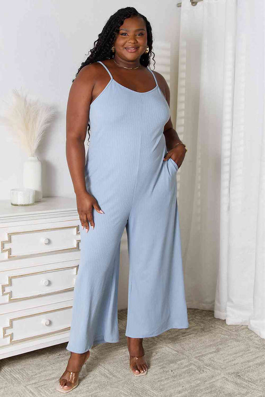 Spaghetti Strap Jumpsuit with V-Neck Design - Available in Full Sizes