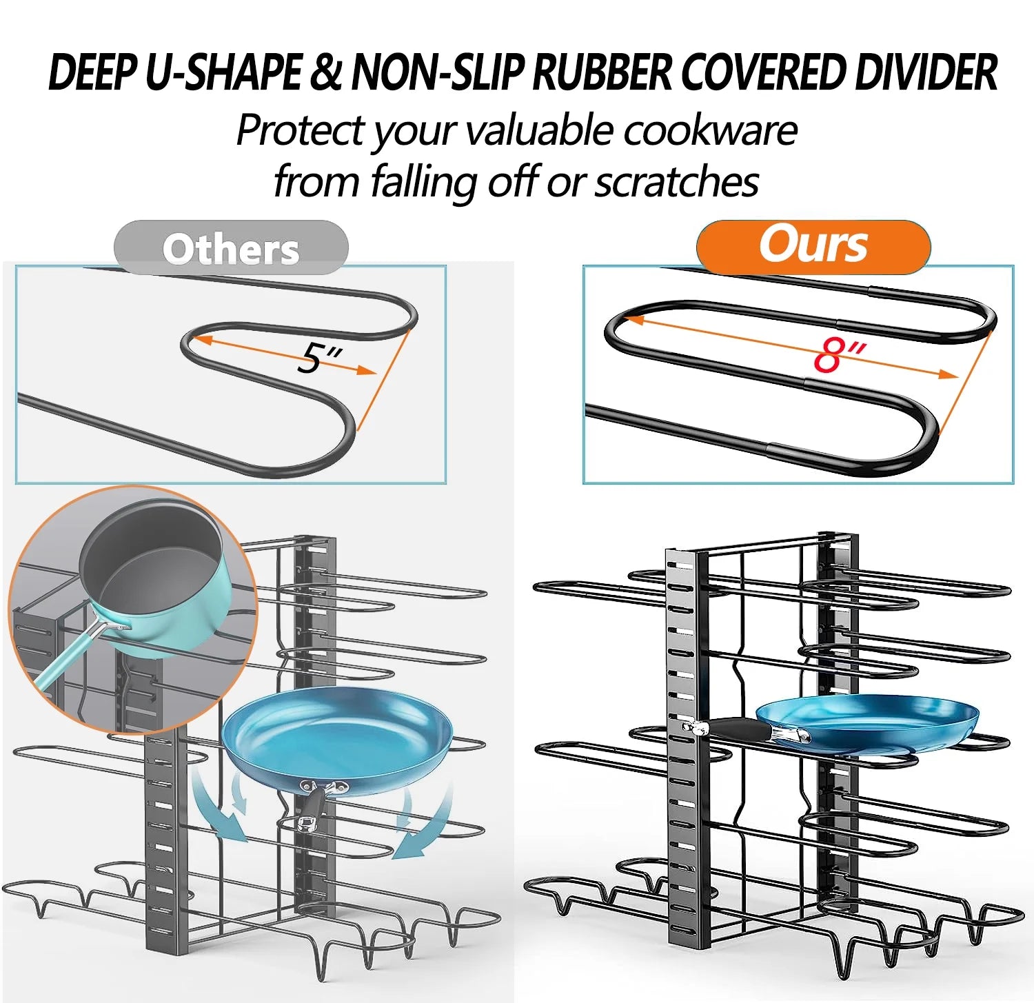  8-Tier Pot and Pan Rack - Metal Heavy Duty Organizer 