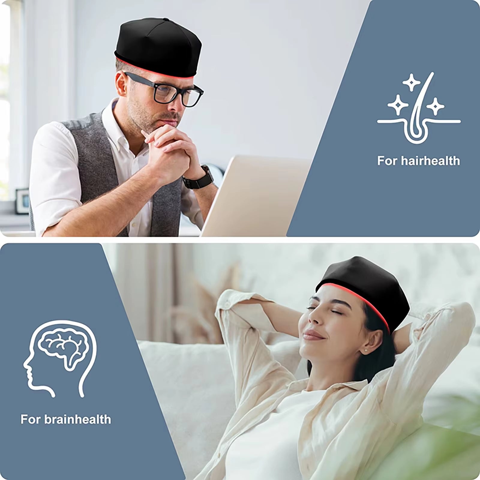 Red Light Therapy Hat near Infrared LED Treatment Cap for Hair Growth Head Relaxation Scalp Relief Prevention Loss Device