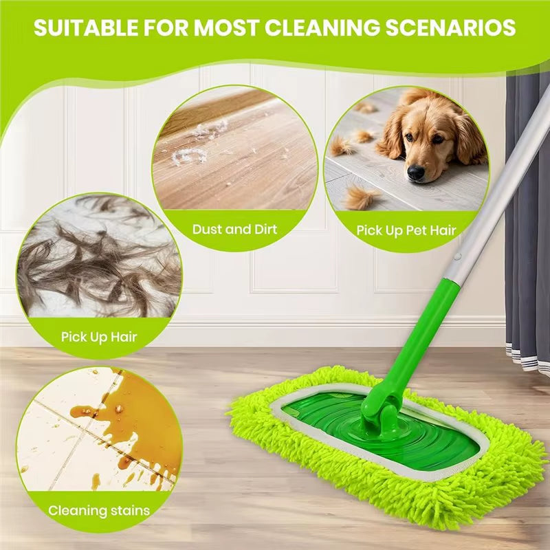 EMECE-8 Pack Chenille Mop Pads, Reusable Microfiber Refills for 10-12'' Flat Mops, Washable Wet & Dry Pads