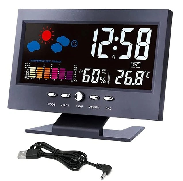 Smart LED Alarm Clock with Temperature & Humidity Display