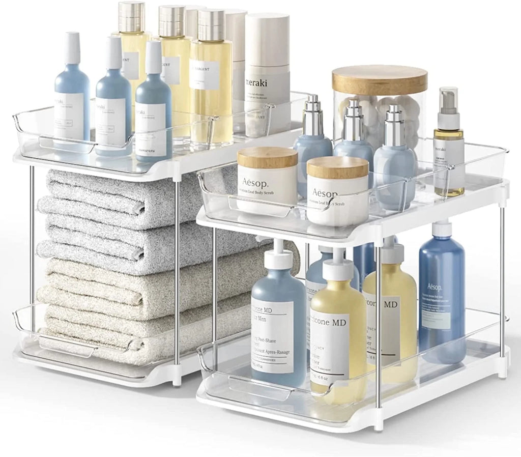 2 Tier Under Sink Organizer - Sliding Bathroom Sink