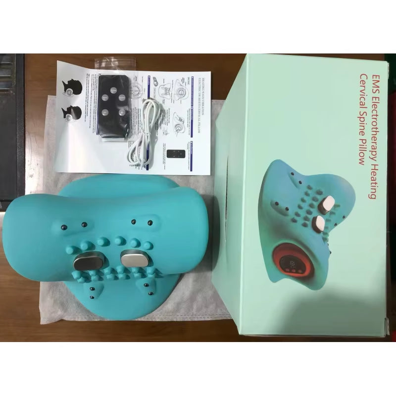 Electric Neck Cervical Traction Massager Vibration Kneading Massage Pillow Ergonomic Head Pillow Home Relax Tool